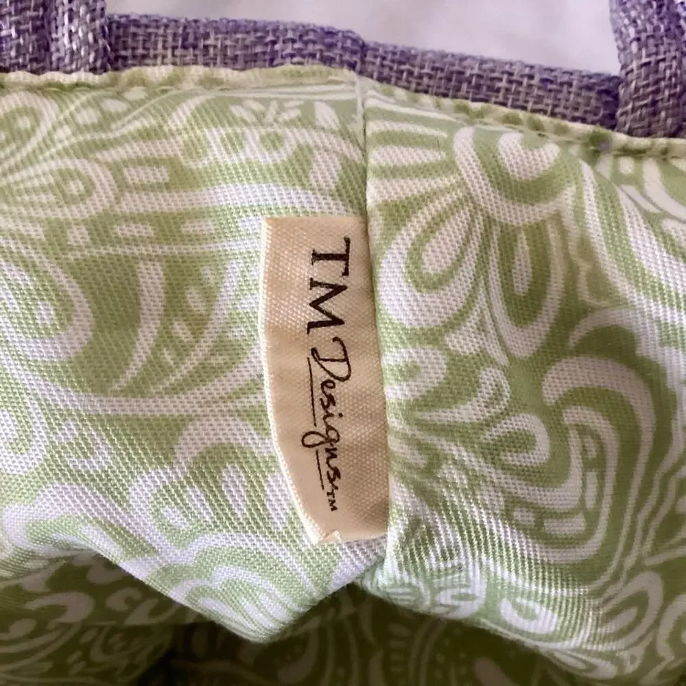 Lavender cloth basket with floral accents